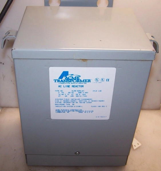 ACME 3 PHASE 600 VOLT AC LINE REACTOR ALRB-025LWE NEMA TYPE 3R OUTDOOR