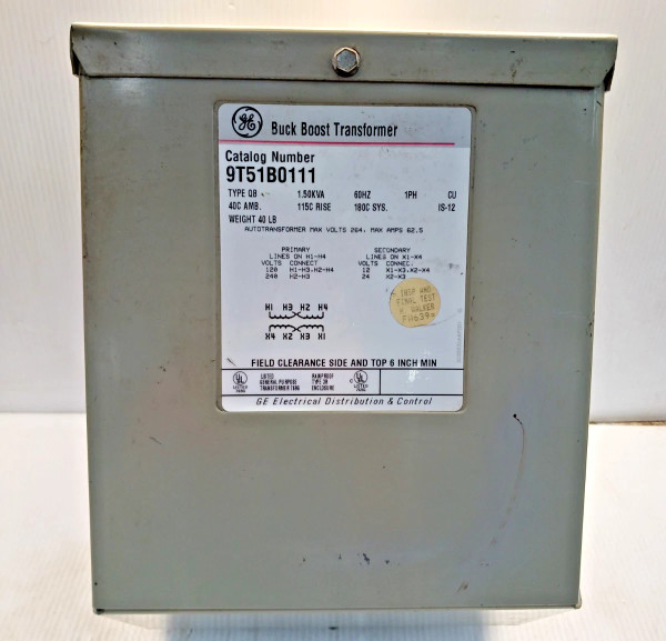 New Ge 1.5 KVA Buck Boost Transformer 120/240 Primary 24/12 Secondary 1 Phase