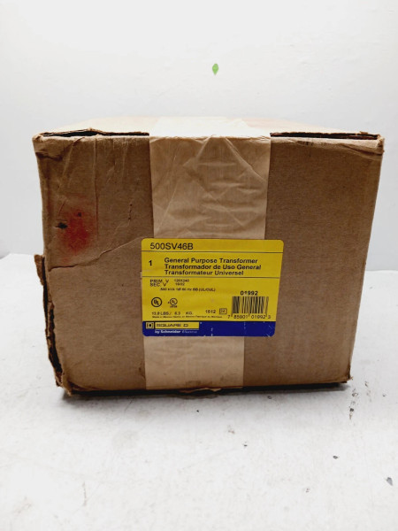 NEW SEALED SQUARE D 500SV46B .5 KVA GENERAL PURPOSE TRANSFORMER PRIM: 120X240