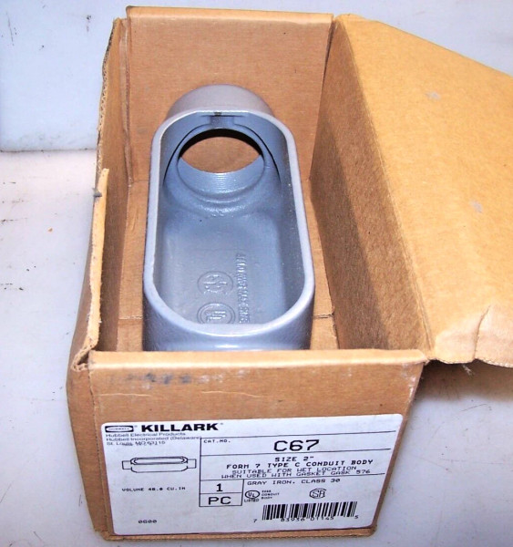 New Hubbell Killark Conduit Body 2" Type C Gray Iron C67