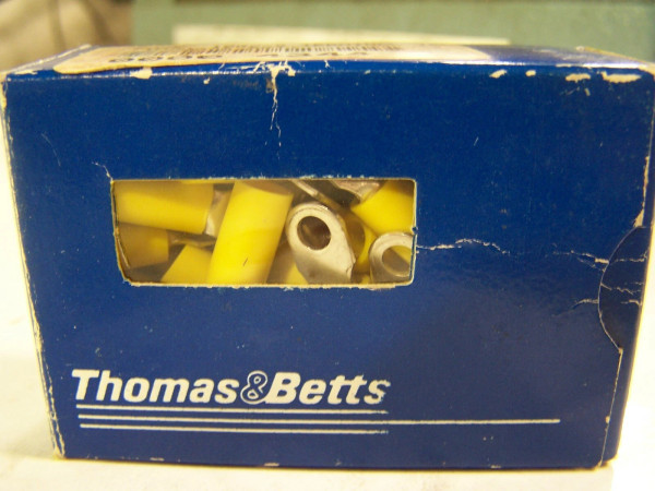 50) NEW THOMAS & BETTS STA-KON 12-10 AWG CU INSULATED RING TERMINALS 10RC-8