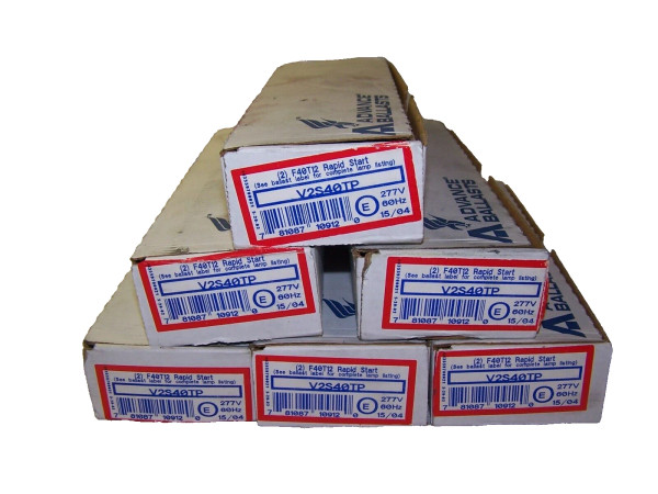6) NEW ADVANCE RAPID START ELECTRONIC BALLAST 277 VAC V2S40TP LOT OF 6