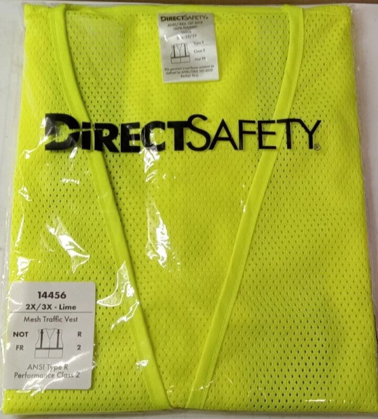 NEW CONNEY DIRECT SAFE 14456 2X/3X MESH TRAFFIC VEST HI-VIS LIME GREEN TYPE R