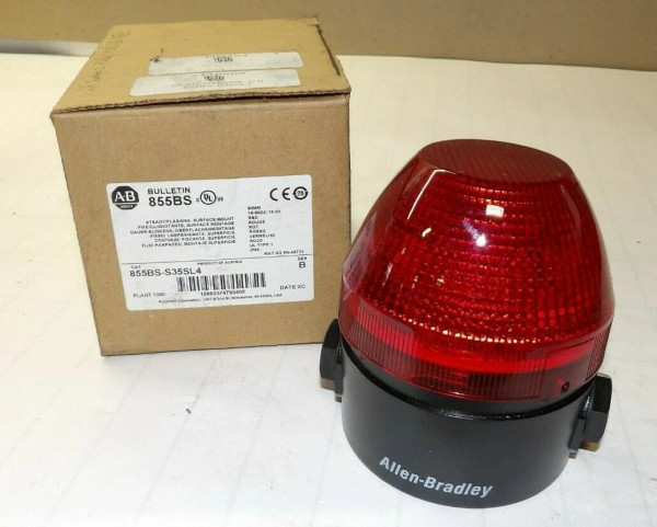 NEW ALLEN BRADLEY STEADY FLASHING RED 90 MM SURFACE MOUNT STROBE 855BS-S35SL4