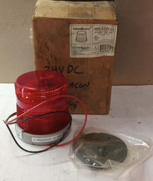 NEW EDWARDS SIGNALING ADAPTABEACON STEADY-ON RED LED 24 VDC 48SLEDR-G1
