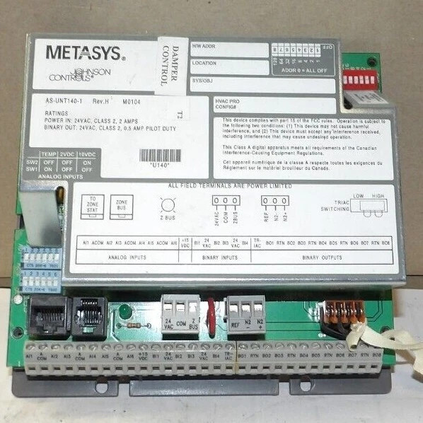 JOHNSON CONTROLS FACILITATOR CONTROL 24 VAC 2 AMP AS-UNIT140-1 REV. H