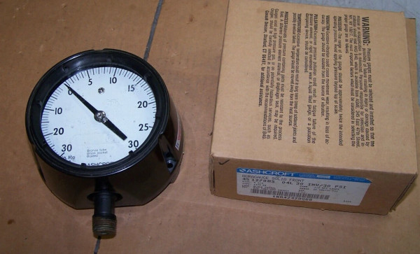 ASHCROFT DURAGAUGE PRESSURE GAUGE DIAL 30 IMV/30 PSI 451279AS04L30IMV/30 PSI