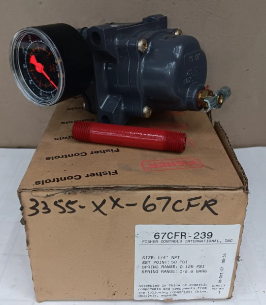 NEW FISHER 67CFR-239 PRESSURE REGULATOR 250 PSIG MAX 0-125 PSI SPRING RANGE