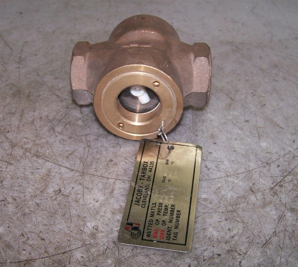 NEW JACOBY TARBOX 1" FNPT BRONZE SIGHT FLOW INDICATOR 150 PSI 10.3 PSIG