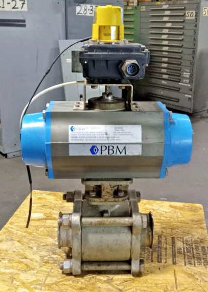 PBM Stainless Pneumatic Actuated Ball Valve 3" 120 PSIG PAVBL453S--0125