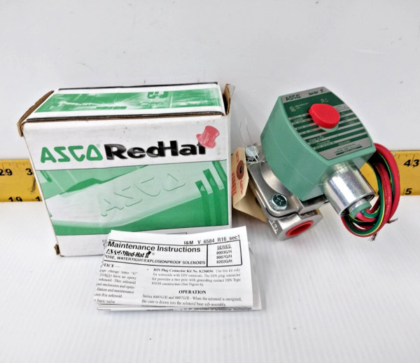 New ASCO Red Hat Solenoid Valve 120 VAC 1/2" NPT 8222G060