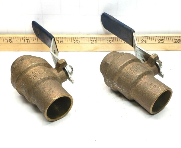 2) New Nibco 580 Bronze 1" Solder End Ball Valves Class 125 SWP 400 WOG LOT OF 2