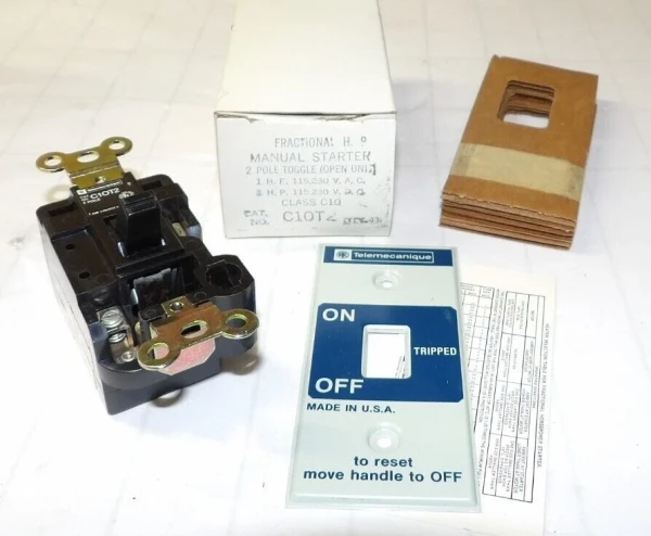 NEW TELEMECANIQUE FRACTIONAL HP 2P TOGGLE MANUAL MOTOR STARTER 230 V AC/DC C10T2
