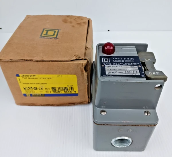 New Square D 2510FW1P Manual Motor Starter Watertight 115/230 Vac
