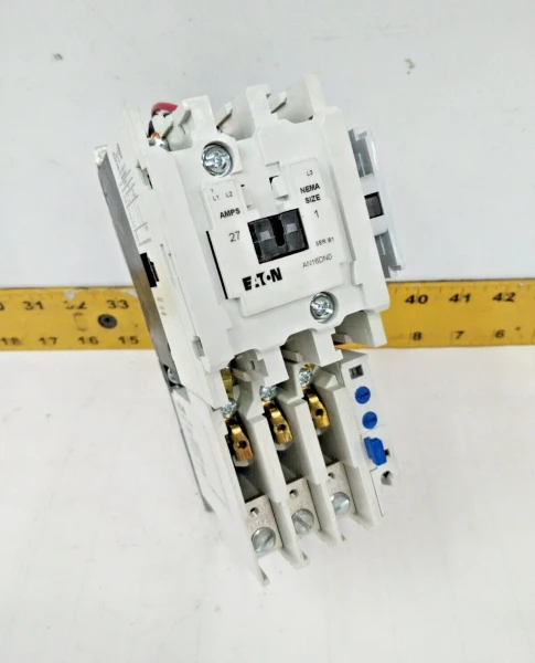 NEW EATON SIZE 1 MOTOR STARTER 27 AMP 600 VAC 3 POLE 240 VAC COIL AN16DN0BB