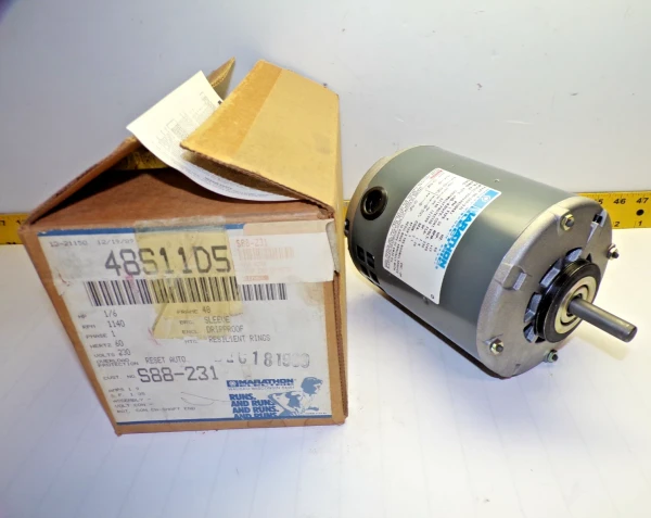 New Marathon 1/6 HP Electric Motor 230V 1140 RPM Single Phase 48 Frame S88-231