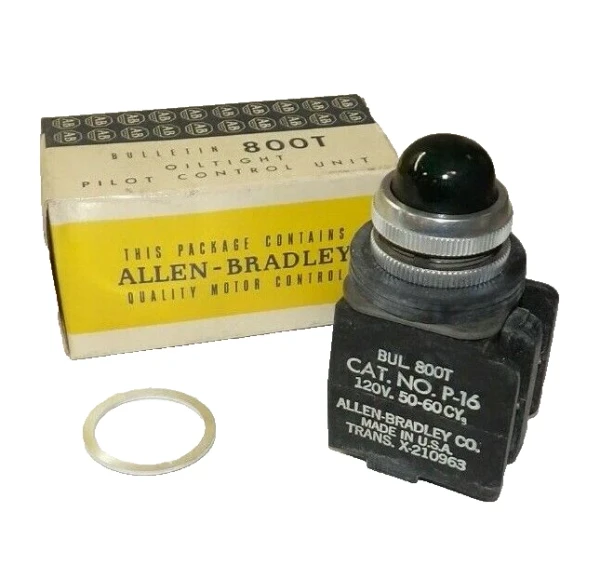 NEW ALLEN BRADLEY 120 V OILTIGHT PILOT CONTROL LIGHT GREEN LENS 800T-P16G