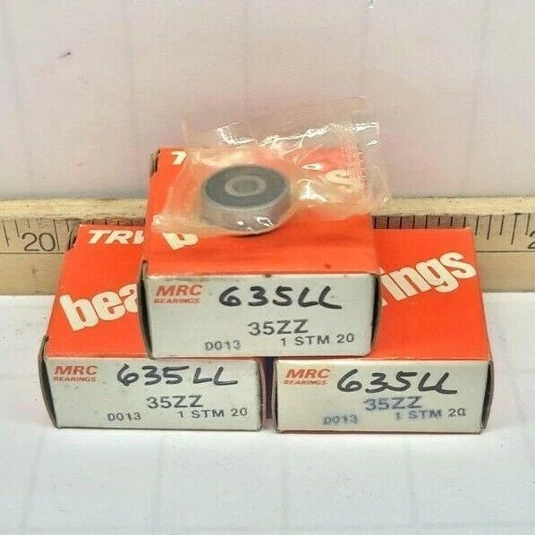 LOT OF 3 NEW MRC/TRW 35ZZ DEEP GROOVE SEALED BALL BEARINGS 5 MM X 19 MM X 6 MM
