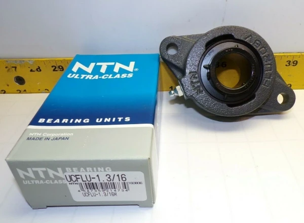 NEW NTN MOUNTED BEARING 2 BOLT FLANGE 1-3/16" BORE UCFLU-1.3/16