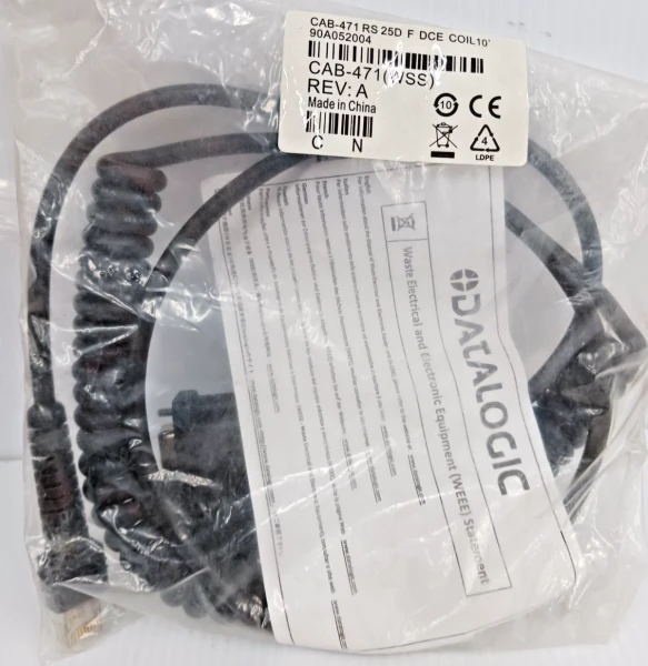 New Datalogic CAB-471 Interface Cable 10' Coil RS 25D