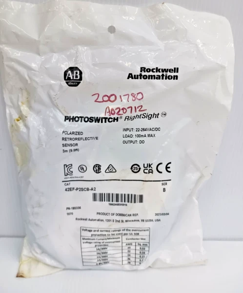 New Sealed Allen Bradley 42EF-P2SCB-A2 RightSight Photoswitch Sensor
