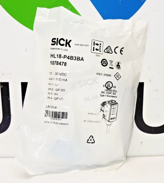New Sick Photoelectric Sensor 30 VDC HL18-P4B3BA *Factory Sealed*