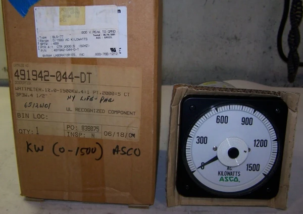 NEW ASCO CROMPTON BLS-77 0 - 1500 AC KILOWATTS PANEL METER 491942-044-D-T
