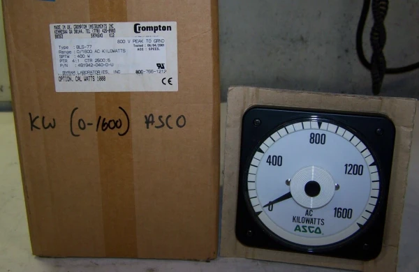 NEW ASCO CROMPTON BLS-77 0-1600 AC KILOWATTS PANEL METER 491942-040-D-U