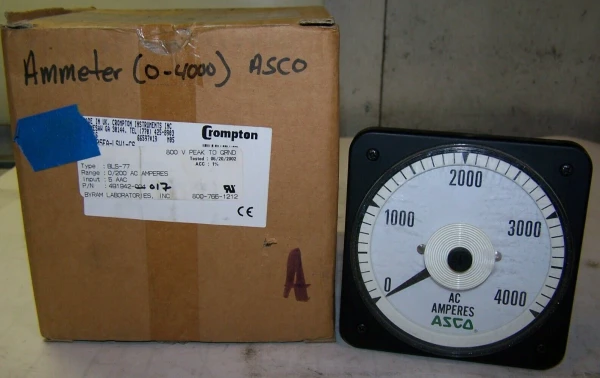NEW ASCO CROMPTON BLS-77 0 - 4000 AC AMPERES PANEL METER 491942-017