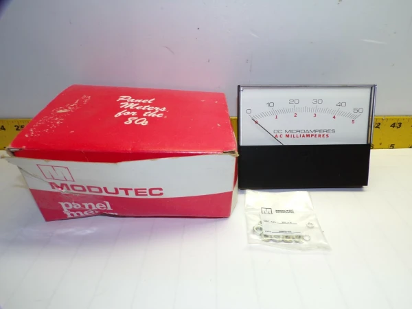 NEW MODUTEC DC MICROAMPERES METER RANGE 0-50 DC 5" x 4" 4S-DUA-050