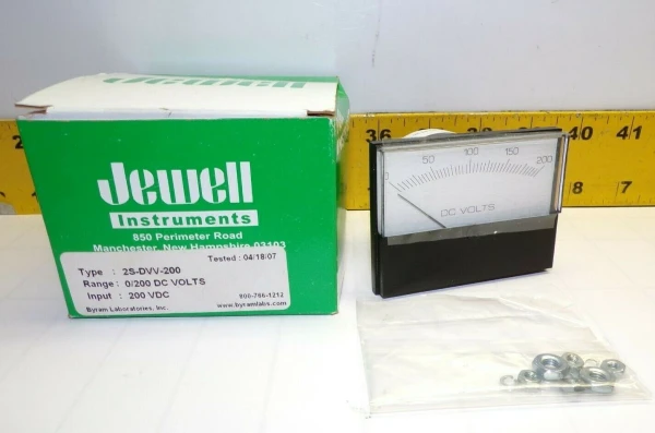 NEW JEWELL DC VOLTMETER GAUGE RANGE 0/200 VDC 200 VDC 2S-DVV-200