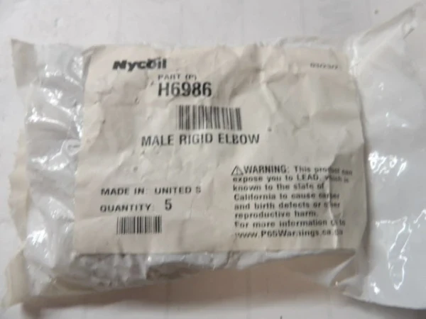 5) NEW NYCOIL 3/8" MALE X 1/2" TUBE RIGID ELBOW FITTING H6986 *PACK OF 5