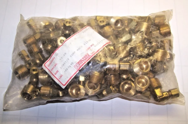 50) New Holyoke 1/4" X 1/2" Brass Male Elbow Adapter Compression Fitting 69-48