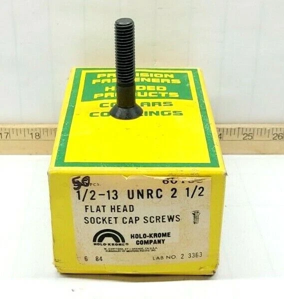 Box Of 50 New HOLO-KROME 1/2"-13 X 2-1/2" UNRC Flat Head Socket Cap Screws 60138