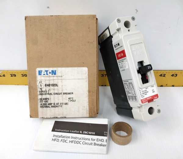 Eaton 20 Amp Circuit Breaker 277 VAC / 125 VDC Single Pole EHD1020L
