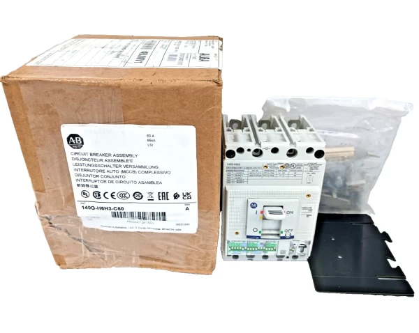Allen Bradley 60 Amp Circuit Breaker 3 Pole 600 VAC / 500 VDC 140G-H6H3-C60