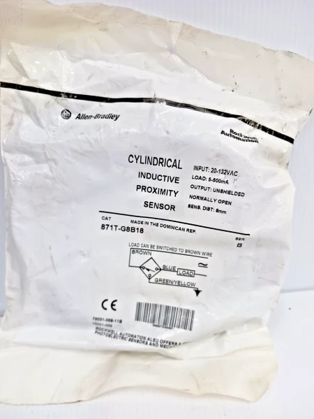 New Sealed Allen Bradley 871T-G8B18 Cylindrical Inductive Proximity Sensor 8mm