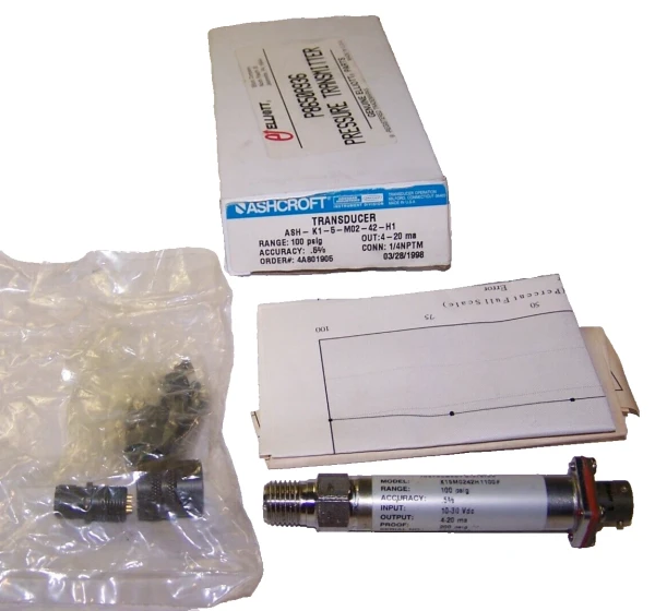 NEW ASHCROFT 1/4" NPTM 100 PSIG TRANSDUCER ASH-K1-5-M02-42-H1
