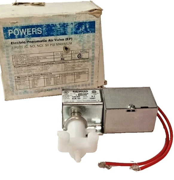 NEW LANDIS & GYR SIEMENS 2651006 POWERS PNEUMATIC AIR VALVE 3-PORT 50PSI 480 VAC