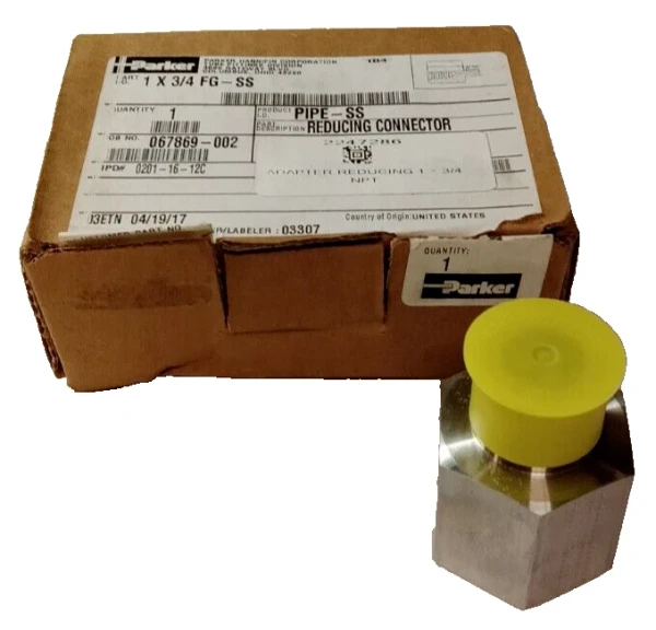NEW PARKER PIPE PORT REDUCER CONNECTOR 1" F X 3/4" M STAINLESS STEEL 1X3/4FG-SS
