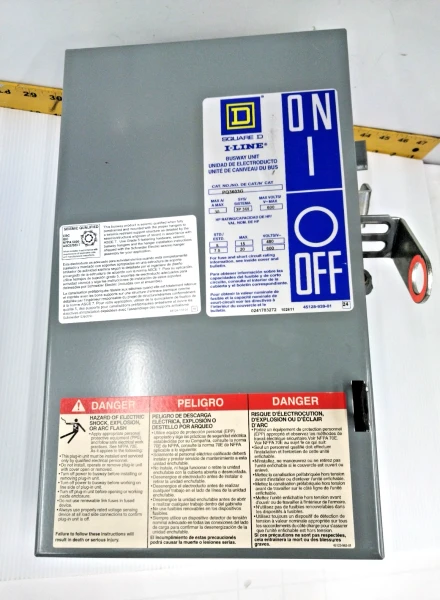 New Square D I-Line 30 Amp Fusible Busway Unit / Bus Plug 600 VAC 3 Pole PQ3603G
