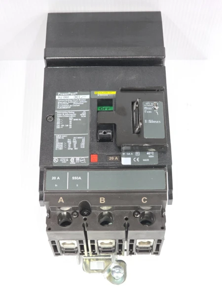 New Square D PowerPact 20 Amp I-Line Circuit Breaker 600V 3P 100 kA HJA36020YP
