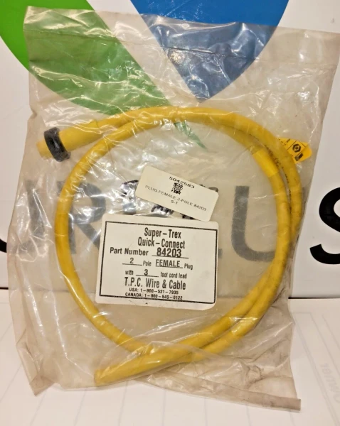 NEW TPC WIRE & CABLE FEMALE PLUG 2 PIN 3' CORD 84203