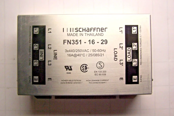 Schaffner General Purpose FMC Filter 3x440/250 VAC 50-60 Hz 16 Amp FN351-16-29