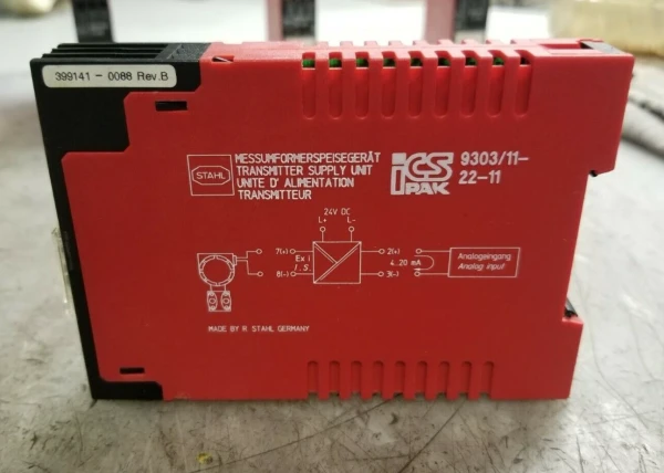 STAHL TRANSMITTER SUPPLY UNIT 24 VDC 63 mA 1.7 WATT DINRAIL MOUNT 9303/11-22-11