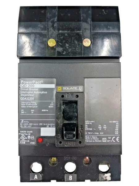 Square D PowerPact 200 Amp I-Line Circuit Breaker 3 Pole 240 VAC QDA32200