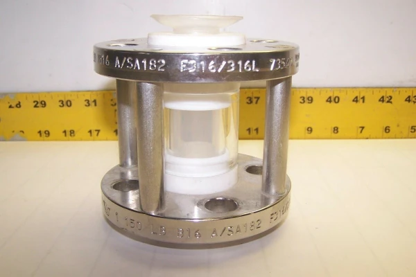 VIRAJ 1" PORT X 4" LONG X 4" DIA 4 BOLT FLANGE STAINLESS SIGHT GLASS