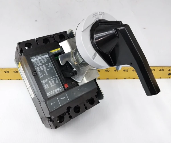 New Square D 80 Amp Circuit Breaker With Handle Mech. 600 VAC 3 Pole HLL36080LV