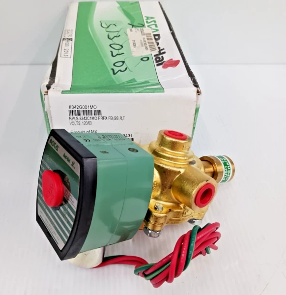 New Asco 1/4" Brass Solenoid Valve 3-Way 120 Vac 8342G001MO