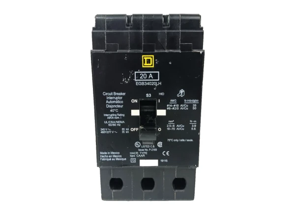 Square D 20 Amp Bolt-On Circuit Breaker 3 Pole 480Y/277 VAC EGB34020LH #2